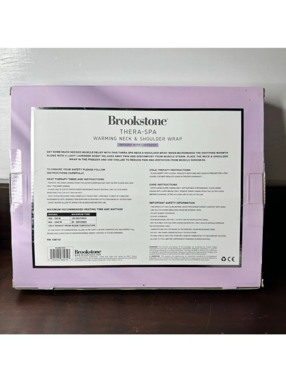 Brookstone Thera Spa Hot & Cold Therapy Lavender Infused Neck Shoulder Wrap NIB
